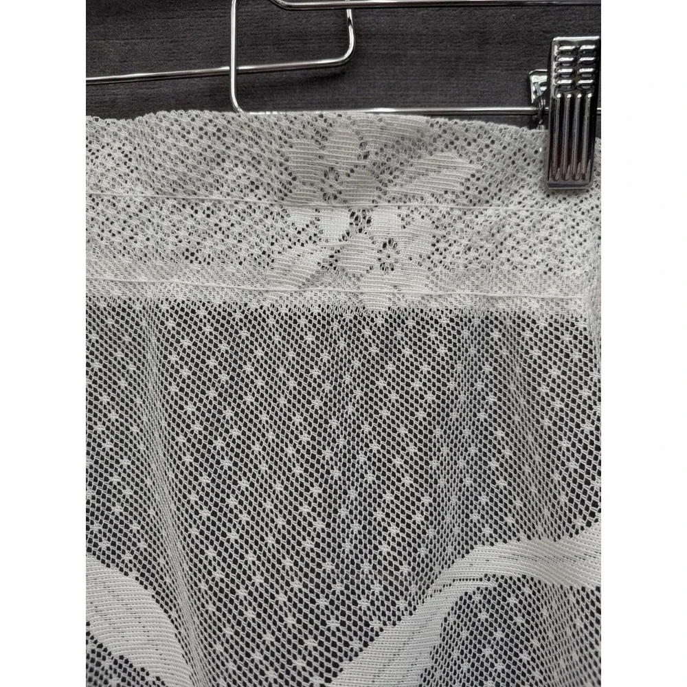 Vintage Cafe Curtain Lace Tiered Valance One Piece Bow Coquette Cottage Core